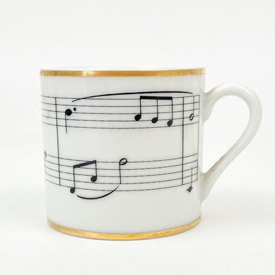 Lot 536 - A Tiffany & Co 1994 Henry Mancini 'Moon River' demitasse tea cup, saucer and plate set.