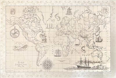 Lot 207 - A modern hallmarked silver etched map of the world.