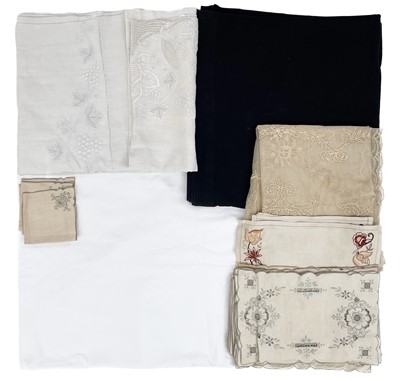 Lot 174 - A white linen bedspread with grape and vine embroidered decoration.