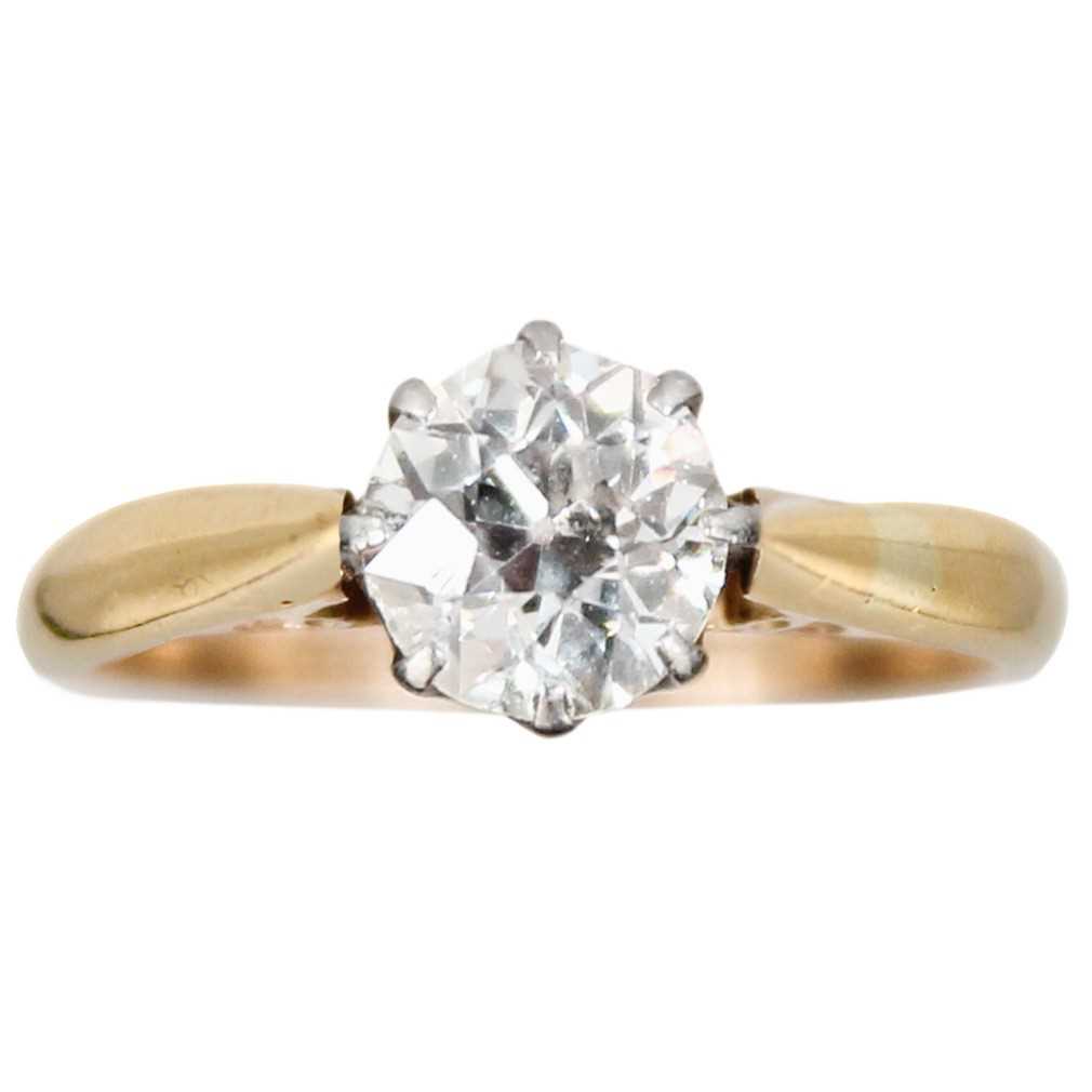 Lot 182 - A 1.20ct (approximately) diamond 18ct & platinum solitaire ring.
