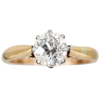 Lot 92 - A 1.20ct (approximately) diamond 18ct & platinum solitaire ring.