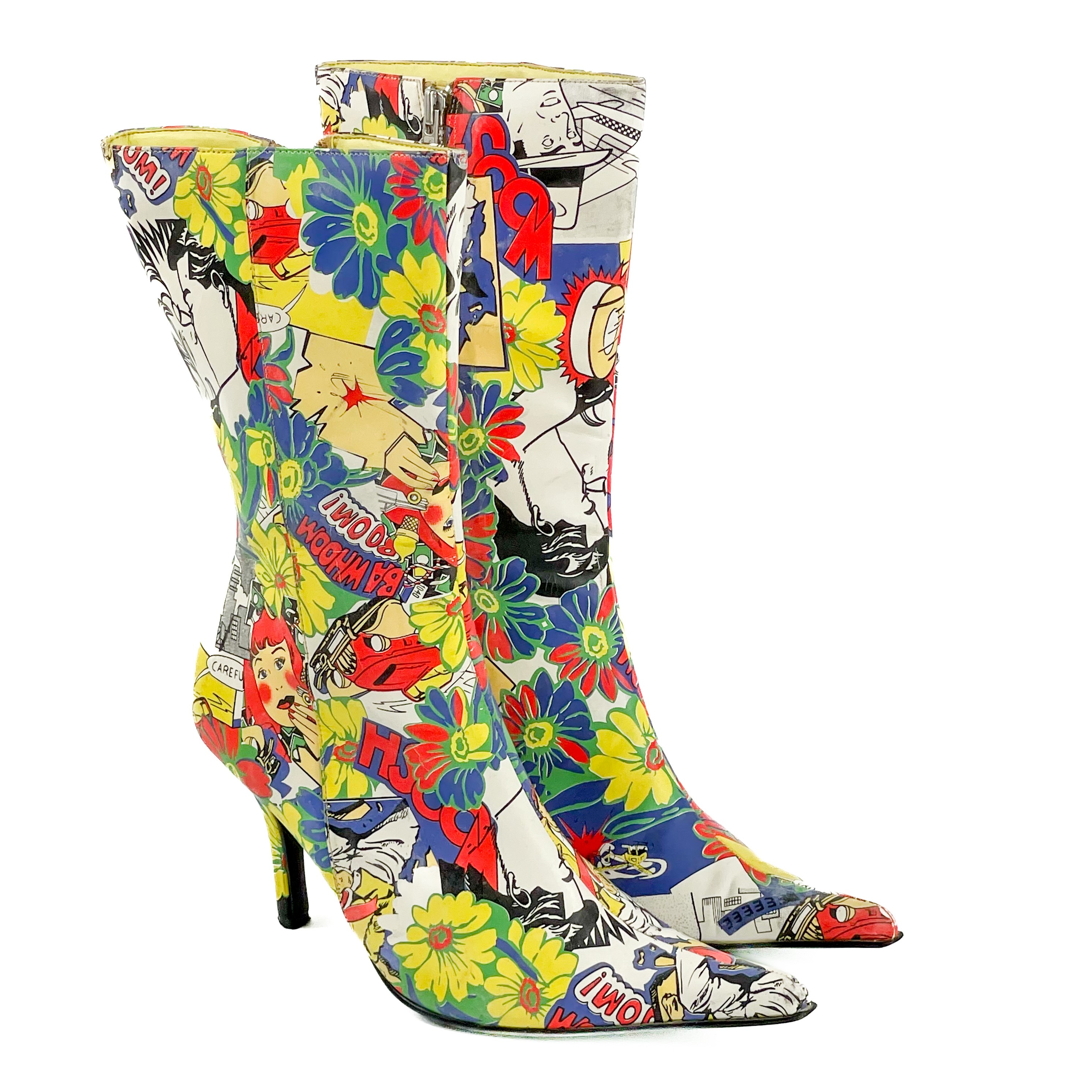 Lot 559 - A pair of Blu stiletto boots with comic