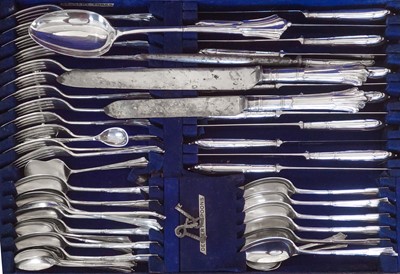 Lot 209 - A large Albany pattern silver plated part canteen of cutlery by Walker & Hall.