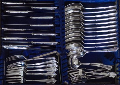 Lot 209 - A large Albany pattern silver plated part canteen of cutlery by Walker & Hall.