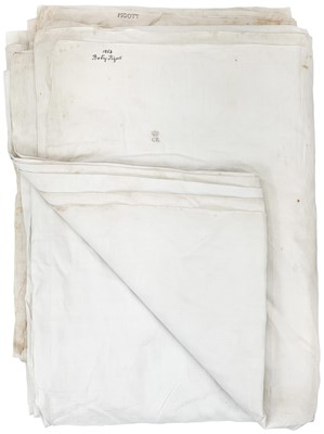 Lot 221 - Two 19th century linen sheets with Queen Caroline (1768-1821) monogram.