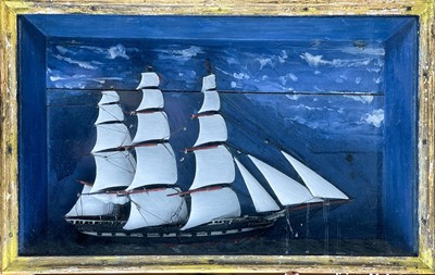 Lot 387 - A late Victorian glazed ship diorama.