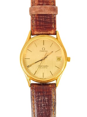 Lot 171 - Omega - An Omega Seamaster Quartz gentleman's gold-plated wristwatch.