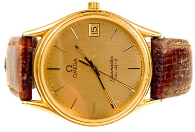 Lot 171 - Omega - An Omega Seamaster Quartz gentleman's gold-plated wristwatch.