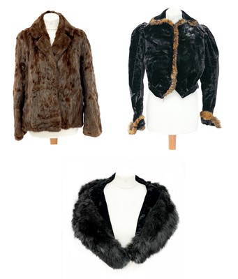 Lot 336 - A velvet fur trimmed jacket.