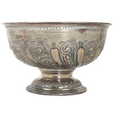 Lot 220 - An Edwardian silver pedestal rose bowl by James Dixon & Son.