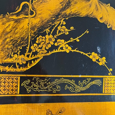 Lot 205 - A Chinese four leaf lacquer screen, early-mid 20th century.
