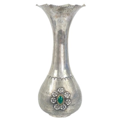 Lot 221 - A 925 continental silver flared neck vase.