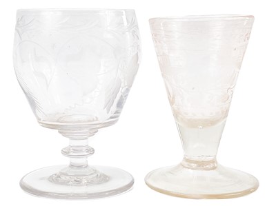 Lot 300 - An etched glass rummer.