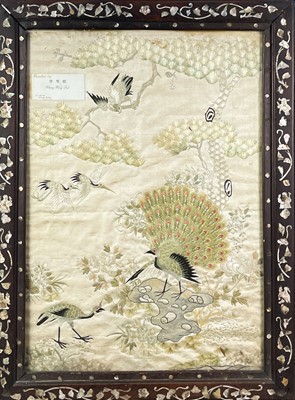 Lot 40 - A Chinese silk embroidered panel, circa 1900.