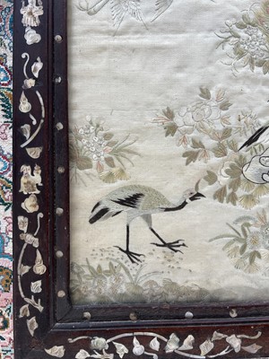 Lot 40 - A Chinese silk embroidered panel, circa 1900.