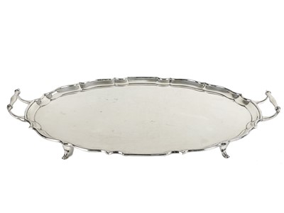 Lot 226 - A Victorian heavy silver twin-handled silver tray by Barker Brothers Ltd.