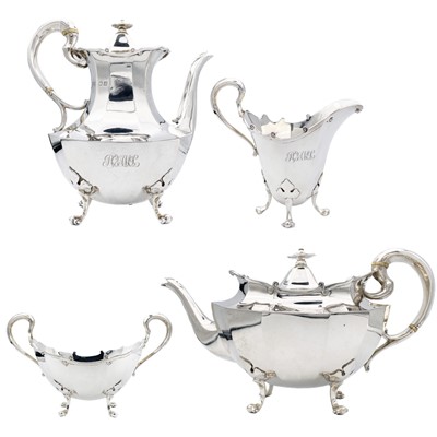 Lot 62A - A George V Scottish silver four piece tea set by  Edward & Sons.