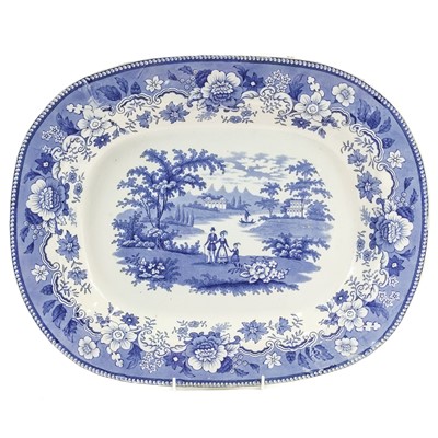 Lot 255 - A Victorian blue and white pottery meat platter Eton College.