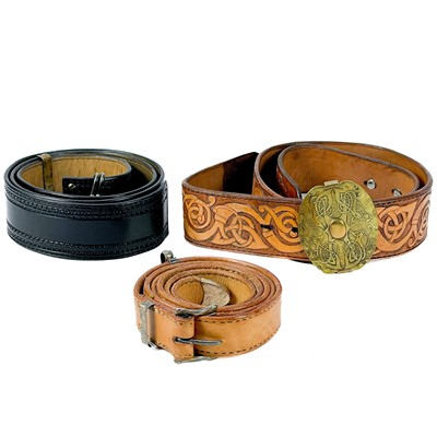 Lot 180 - Three handmade leather belts.