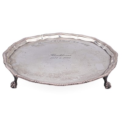 Lot 90 - A Victorian silver salver by Goldsmiths Company.