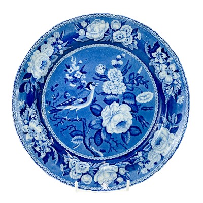 Lot 240 - A Staffordshire blue and white Goldfinch dinner plate.