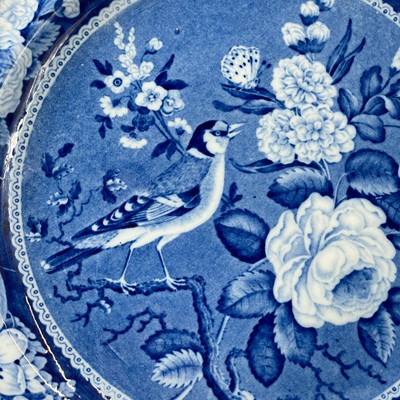 Lot 240 - A Staffordshire blue and white Goldfinch dinner plate.