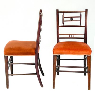 Lot 381 - A pair of Aesthetic movement walnut chairs.