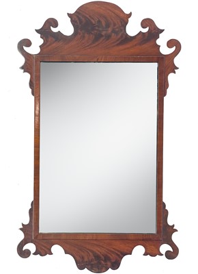 Lot 391 - A George III mahogany fretwork mirror.