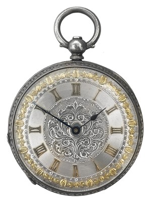 Lot 51 - A sterling silver cased lady's key wind pocket watch.