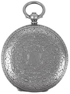 Lot 51 - A sterling silver cased lady's key wind pocket watch.