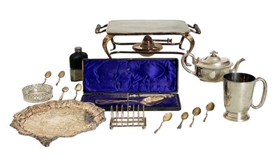 Lot 233A - A collection of silver-plated wares including a spirit burner hot plate.