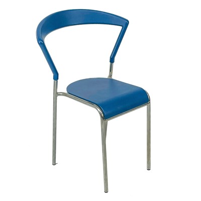 Lot 371 - An Allermuir blue resin and chromed steel chair.