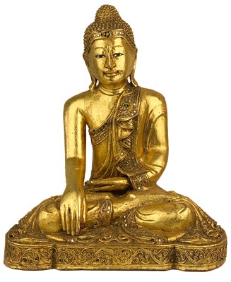 Lot 1319 - A Burmese giltwood model of Buddha, mid 20th century.