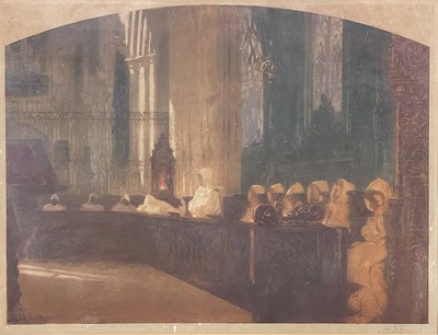 Lot 150 - Monks within a church interior