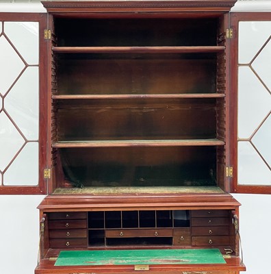 Lot 452 - A George III mahogany secretaire bookcase.