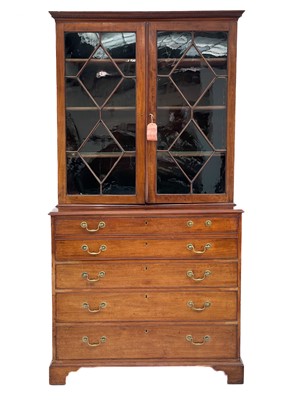 Lot 452 - A George III mahogany secretaire bookcase.