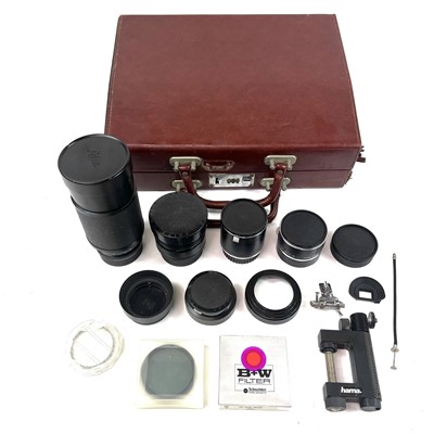 Lot 45 - A selection of Leica camera Lenses and attachments.