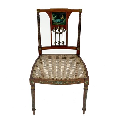 Lot 397 - A late 19th century painted bergère side chair.