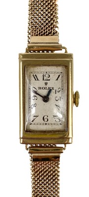 Lot 181 - Rolex - A Rolex 1930's 9ct gold cased lady's bracelet wristwatch.