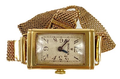 Lot 181 - Rolex - A Rolex 1930's 9ct gold cased lady's bracelet wristwatch.