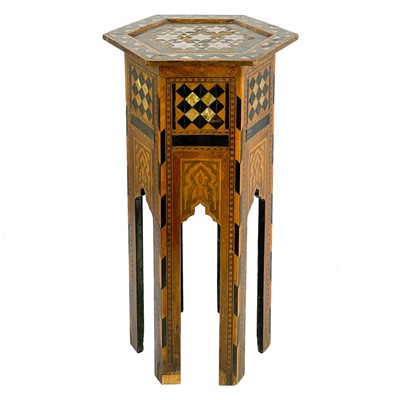 Lot 45 - A small Damascus marquetry occasional table, Syria, late 19th century.