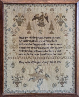 Lot 3006 - A William IV needlework sampler by Mary Anne...
