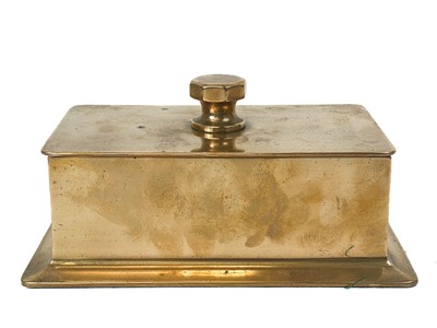 Lot 31 - A large substantial brass blotter and desk tidy.