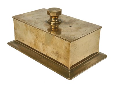 Lot 31 - A large substantial brass blotter and desk tidy.