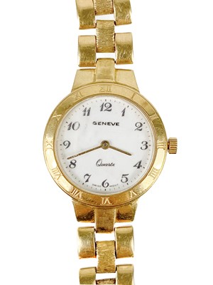 Lot 186 - A Geneve 18ct gold lady's quartz bracelet wristwatch.