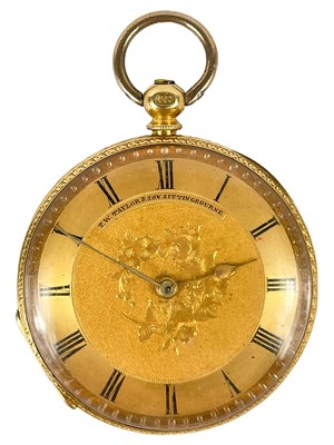 Lot 53 - An 18ct gold-cased lady's key wind fob pocket watch.