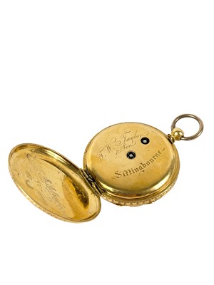 Lot 53 - An 18ct gold-cased lady's key wind fob pocket watch.