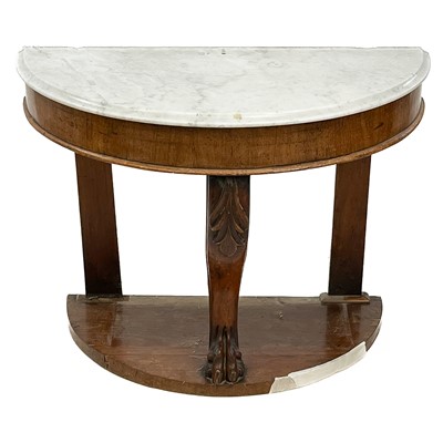 Lot 619 - A Victorian half round marble top mahogany washstand