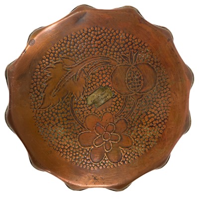 Lot 94 - A J & F Pool Ltd copper oval tray repousse decorated with foliate rim.