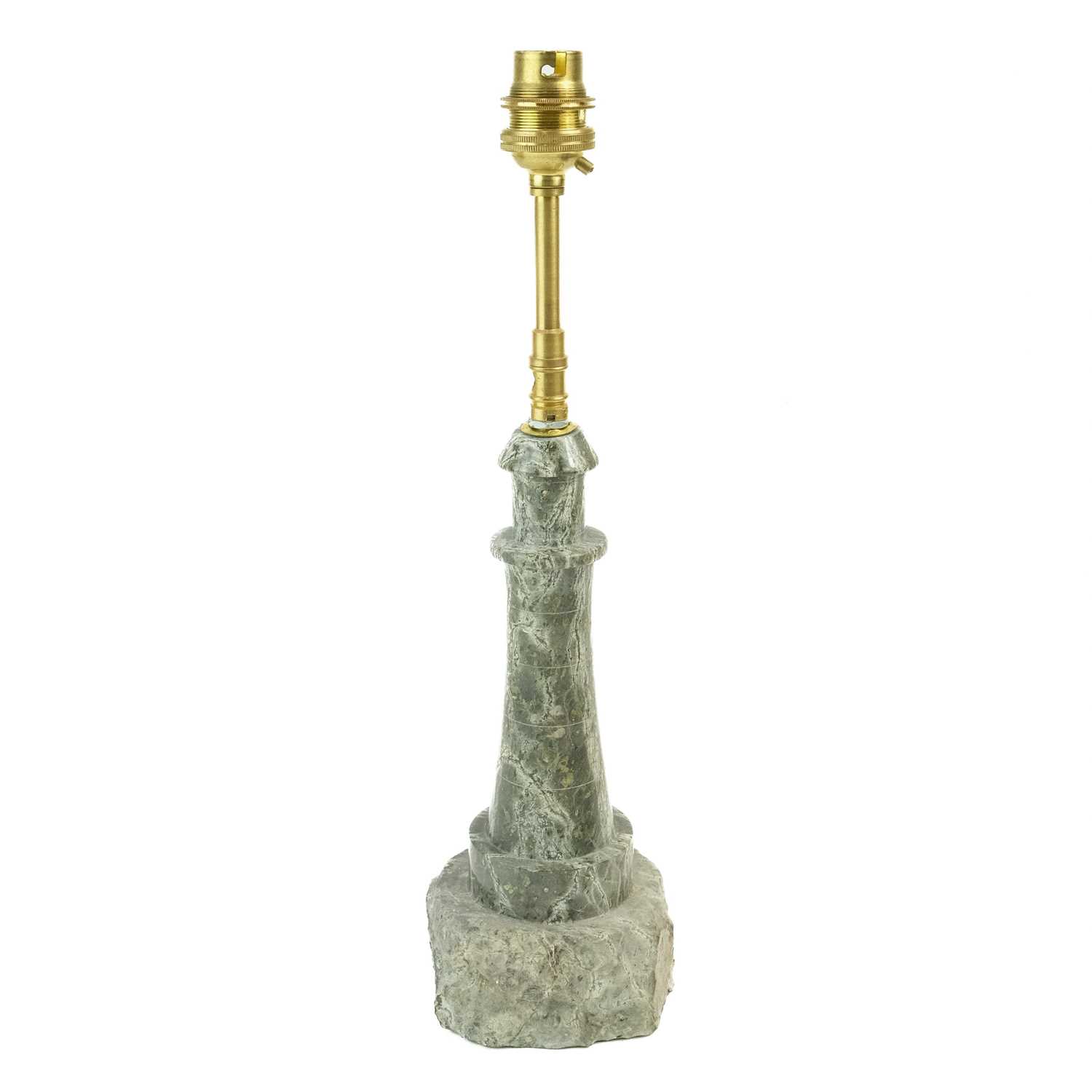 Lot 26 - A Cornish serpentine lighthouse lamp..